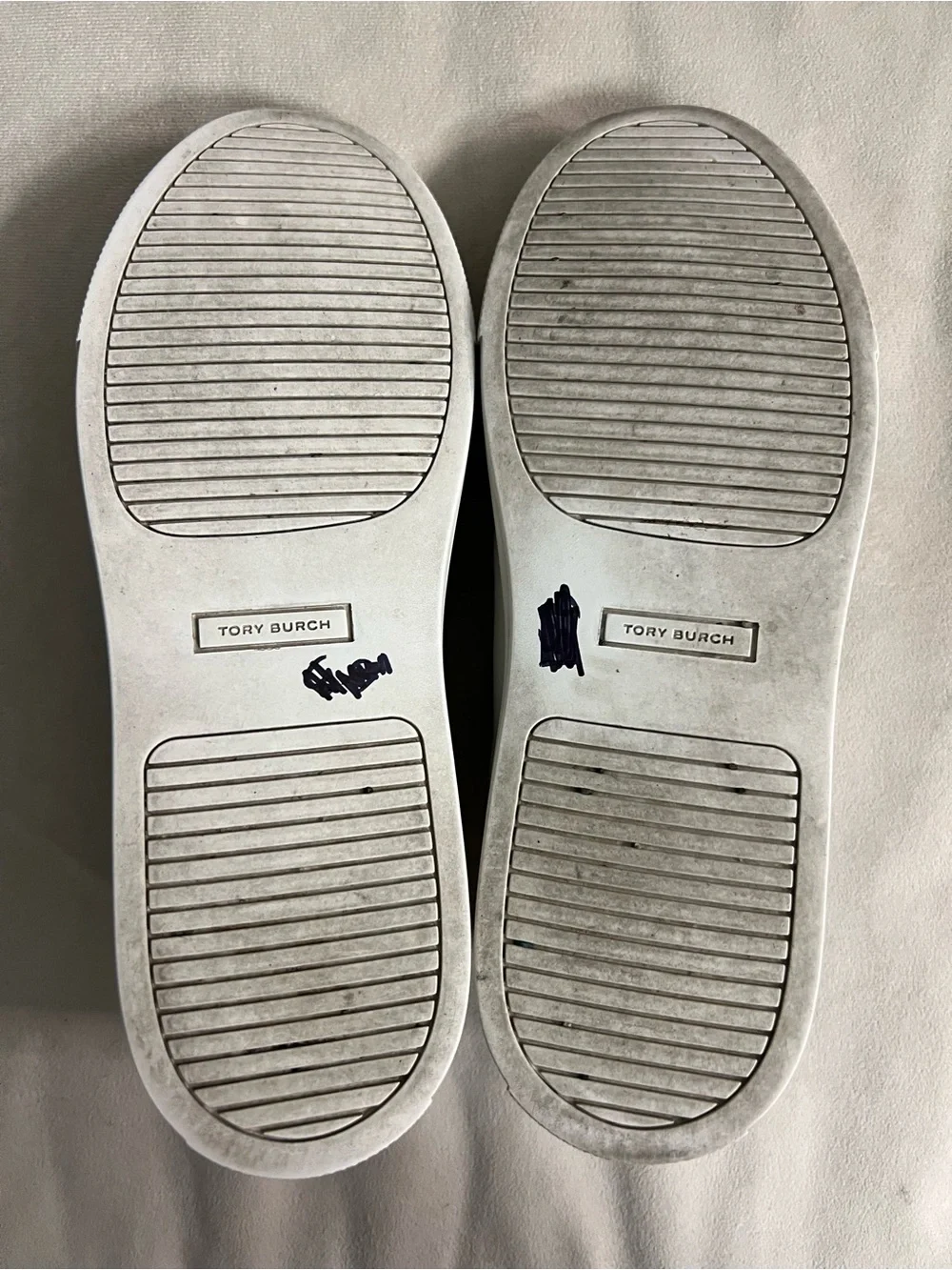 💙 Tory Burch Howell Court Leather Suede Sneakers White Navy Size 8M